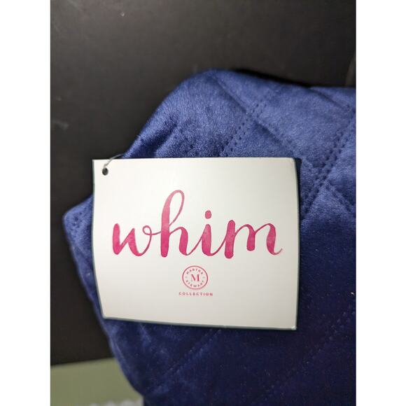 Martha Stewart Collection Velvet Square Decorative Pillow Navy European NEW - Picture 5 of 5